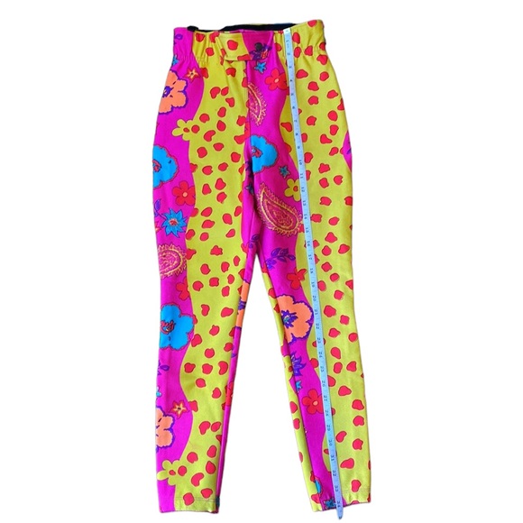 Obermeyer Vintage Bright Neon Floral Pattern Ski Snow Pants Made in USA Small S - Picture 12 of 13